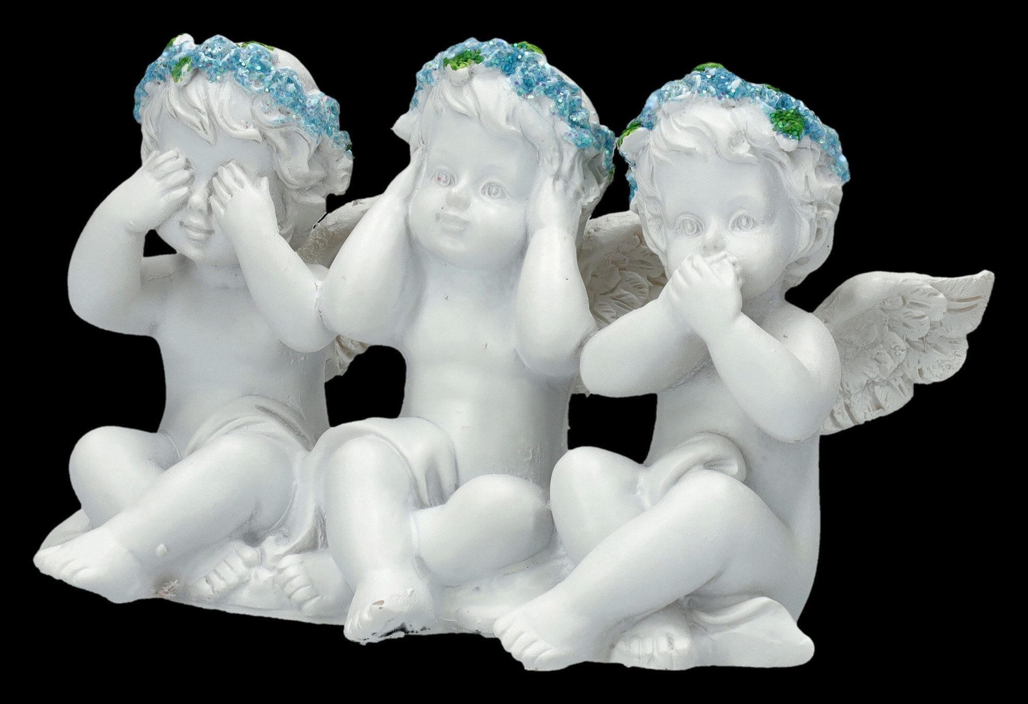 Figuren Shop GmbH Dekofigur Engel Figur Set – Drei Putten Statue „Nichts Böses“ Dekofigur 6.5 cm