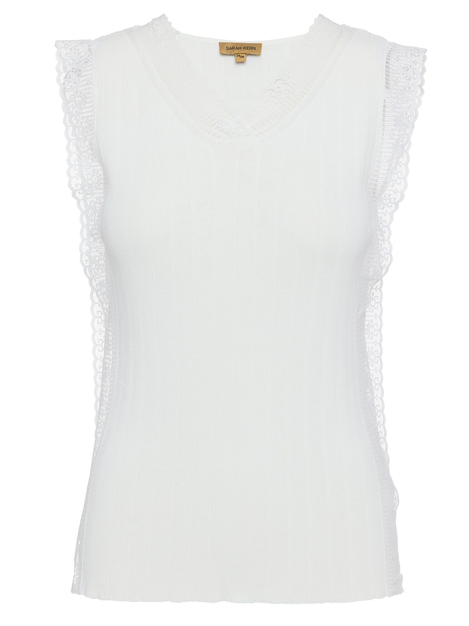 Sarah Kern Spitzentop Stricktop Figurbetont mit Spitzenbesatz günstig online kaufen