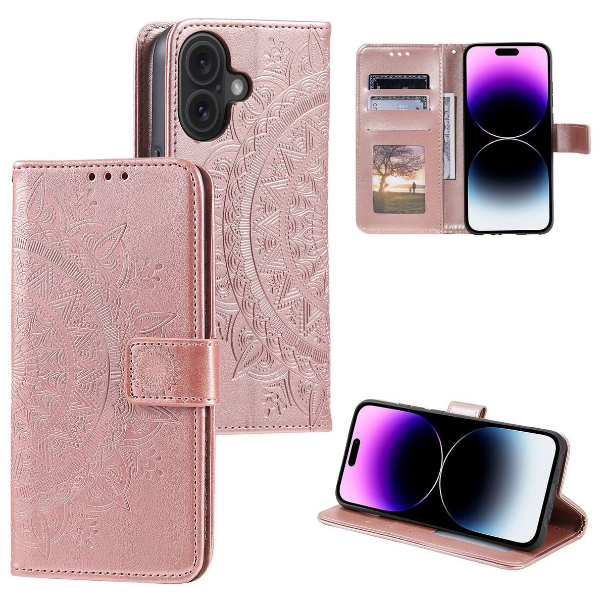 König Design Handyhülle Apple iPhone 16, Schutzhülle Schutztasche Case Cover Etuis Wallet Klapptasche Bookstyle