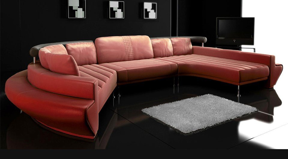 Wohnlandschaft XXL BULLHOFF ORIGINAL Sofa Made Grün ZÜRICH, Leder Europe, U-Form Blau Couch Wohnlandschaft das in Designsofa