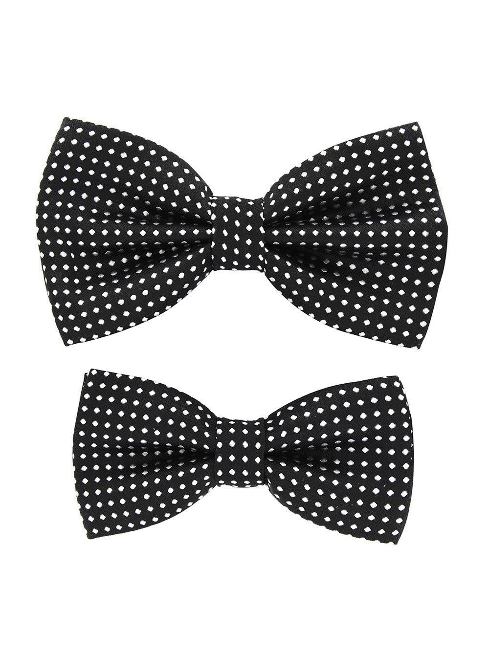 axy Fliege Бабочки Set für Vater und Sohn (2er Set, 2-St.,-Partnerlook für Herren und Kinder 1-12 Jahren, 2-St., Бабочки Set: 1x Herrenfliege und 1x Kinderfliege) Fotoshooting Familien Outfit, gepunktete Fliege