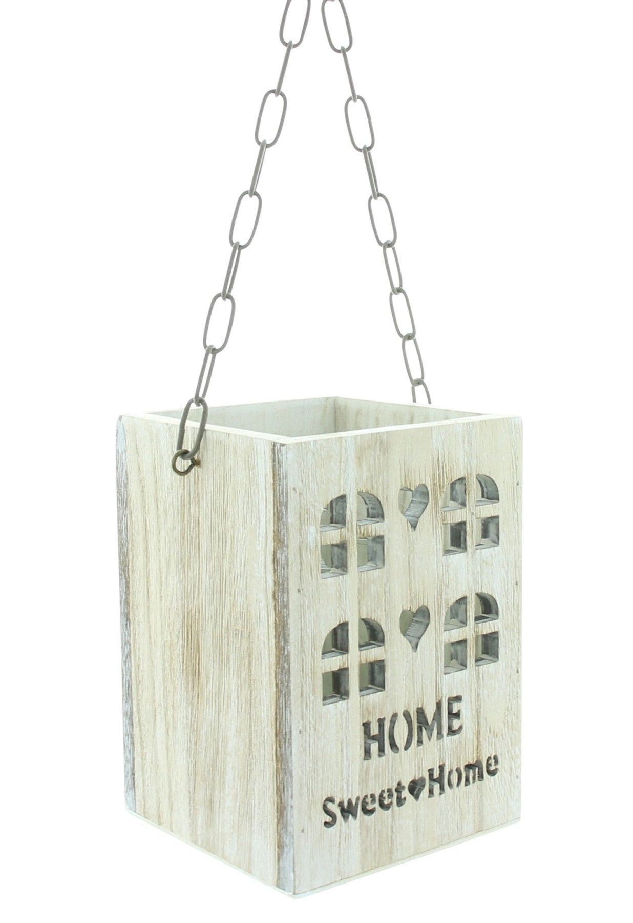 Home-trends24.de Kerzenhalter Hänge-Laterne Kerzen "Sweet Home" Holz Windlicht mit Kette