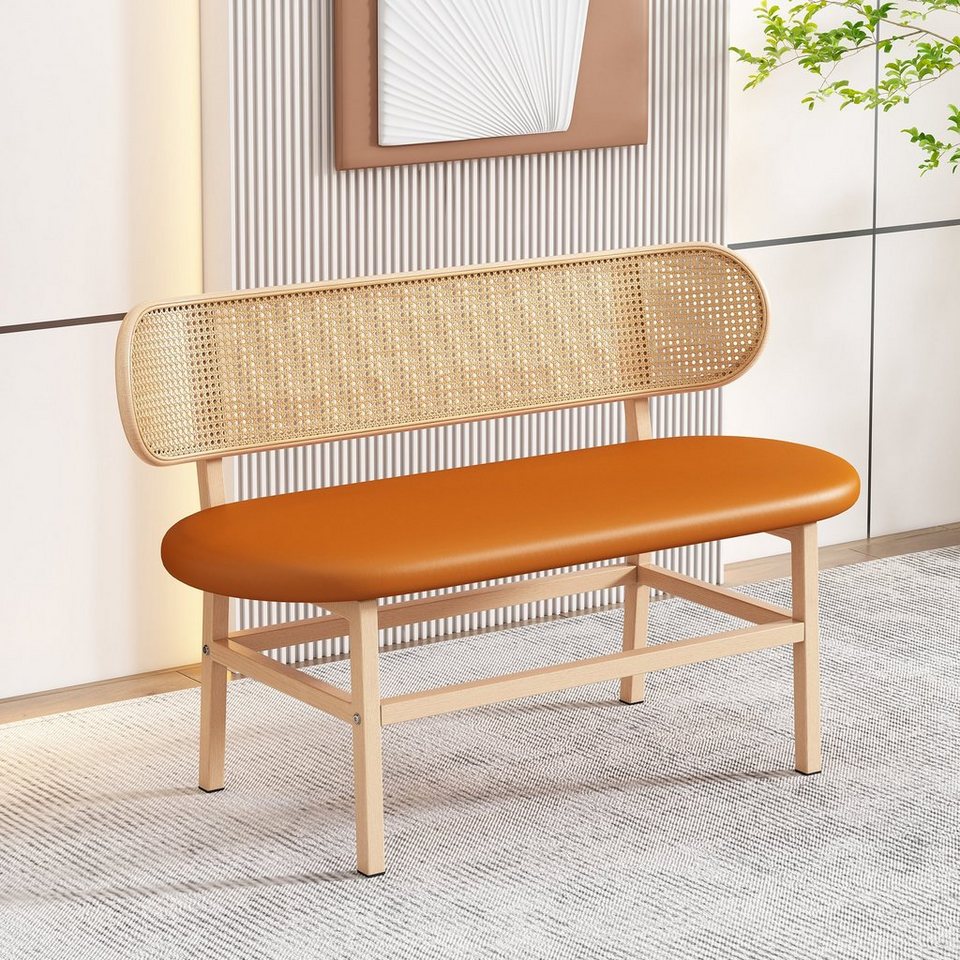 Flieks Essbank (1-St), Sitzbank Rattan Wohnzimmerbank Esszimmerstuhl Kunstleder Doppelstühle