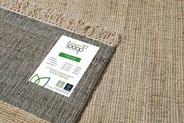 Teppich Viktor, Green Looop, rechteckig, Höhe: 4 mm, Handgewebter Jute-Teppich mit Baumwolle, natürliches Design, Fransen