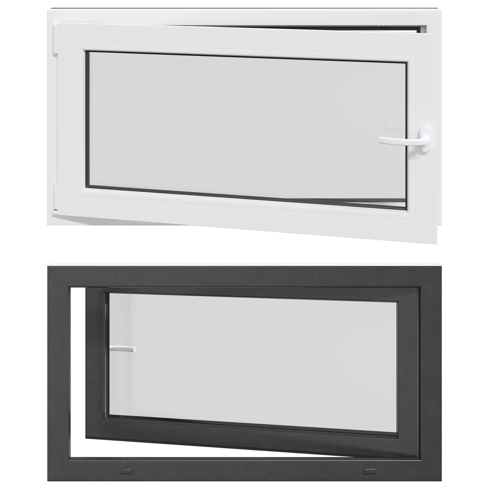 vidaXL Fenster Kellerfenster Innenseite Farbe Weiß RISOR 110 x 60 cm, (1 St)