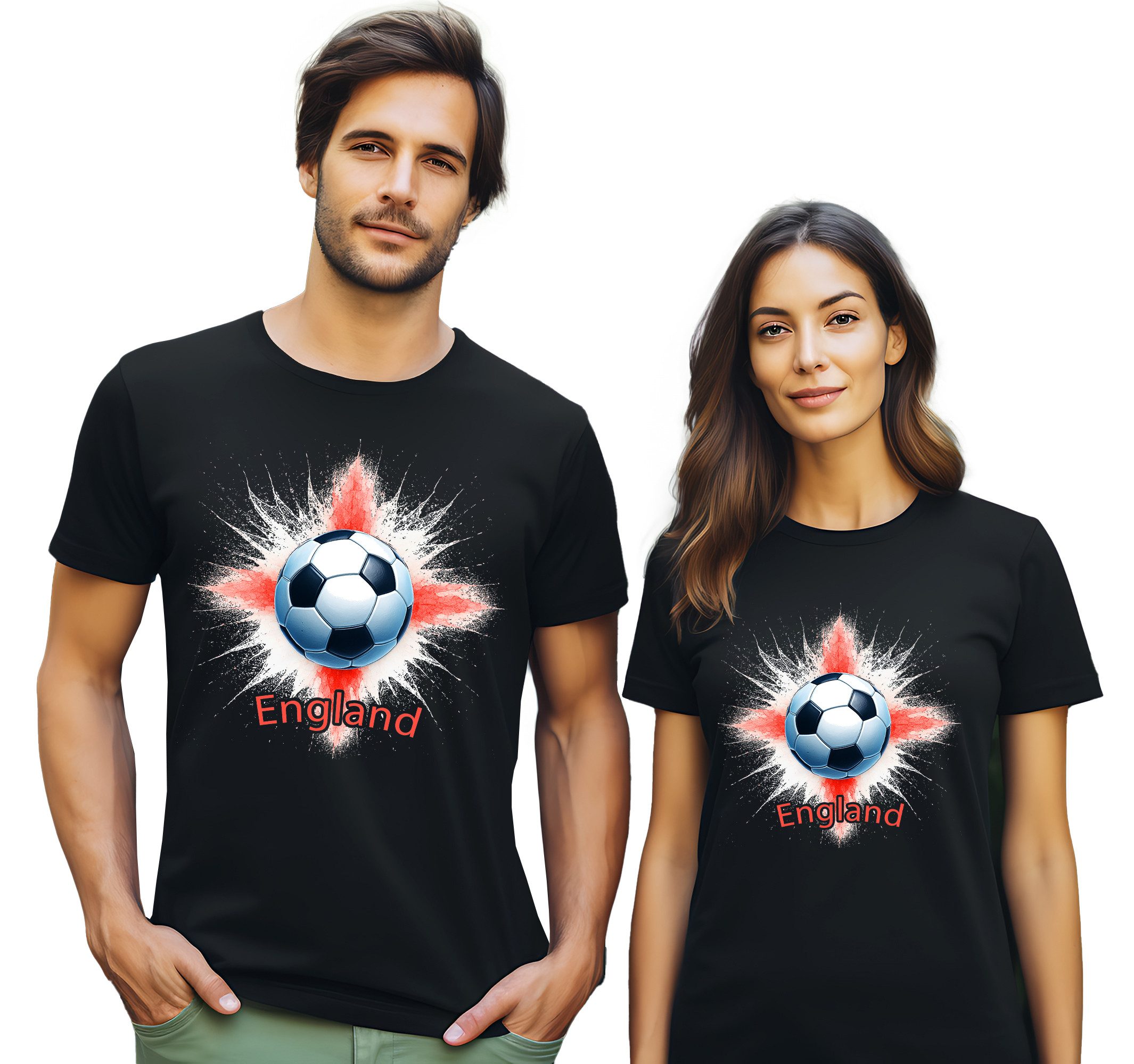 MyDesign24 T-Shirt Fussball Shirt - WM T-Shirt schwarz Herren und Damen Fussball kurzarm England Fan-Shirt i675