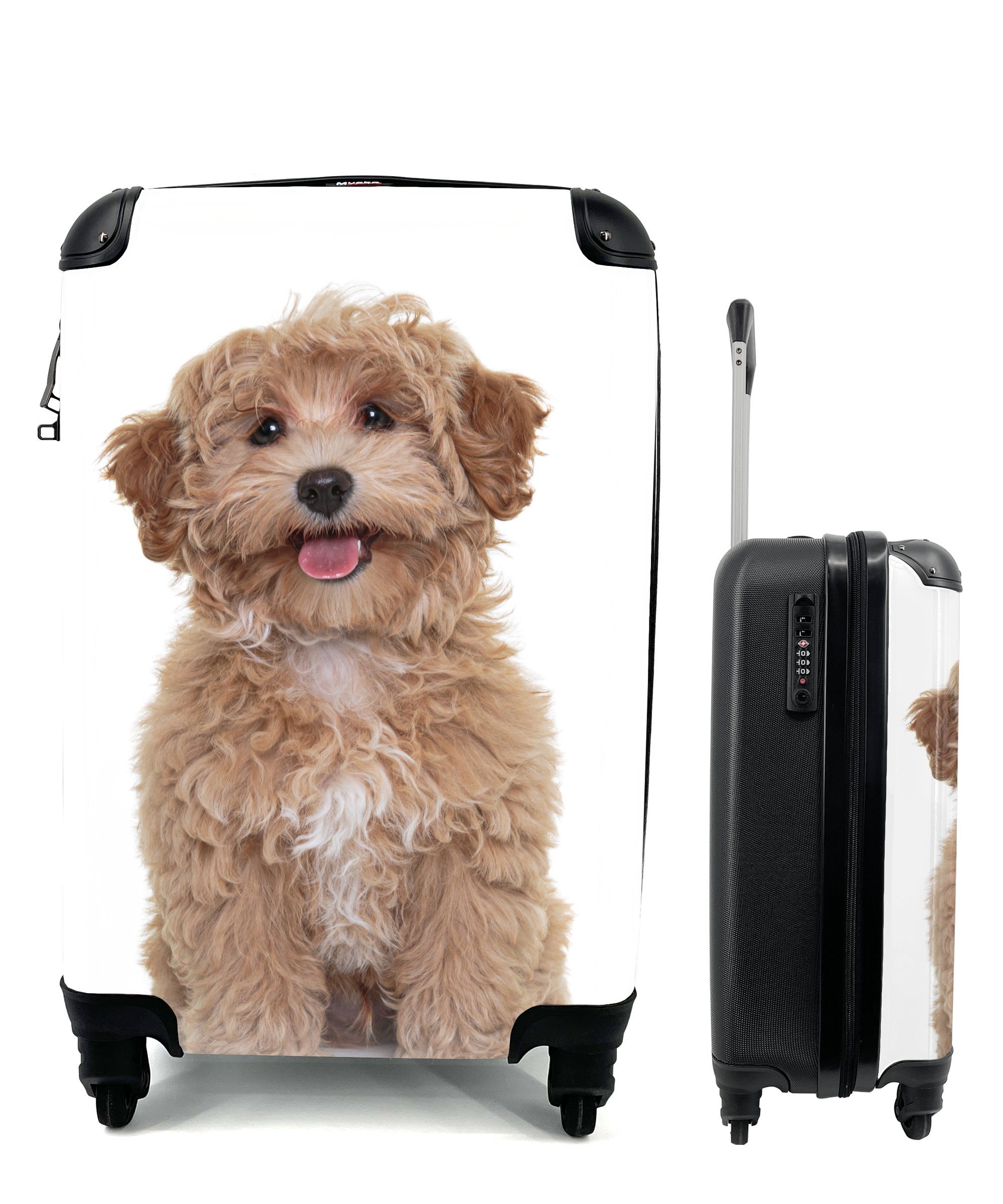 MuchoWow Handgepäckkoffer Hund Ferien, Trolley, 4 Handgepäck Rollen, rollen, Haustiere für - Fell, Reisetasche Reisekoffer - mit