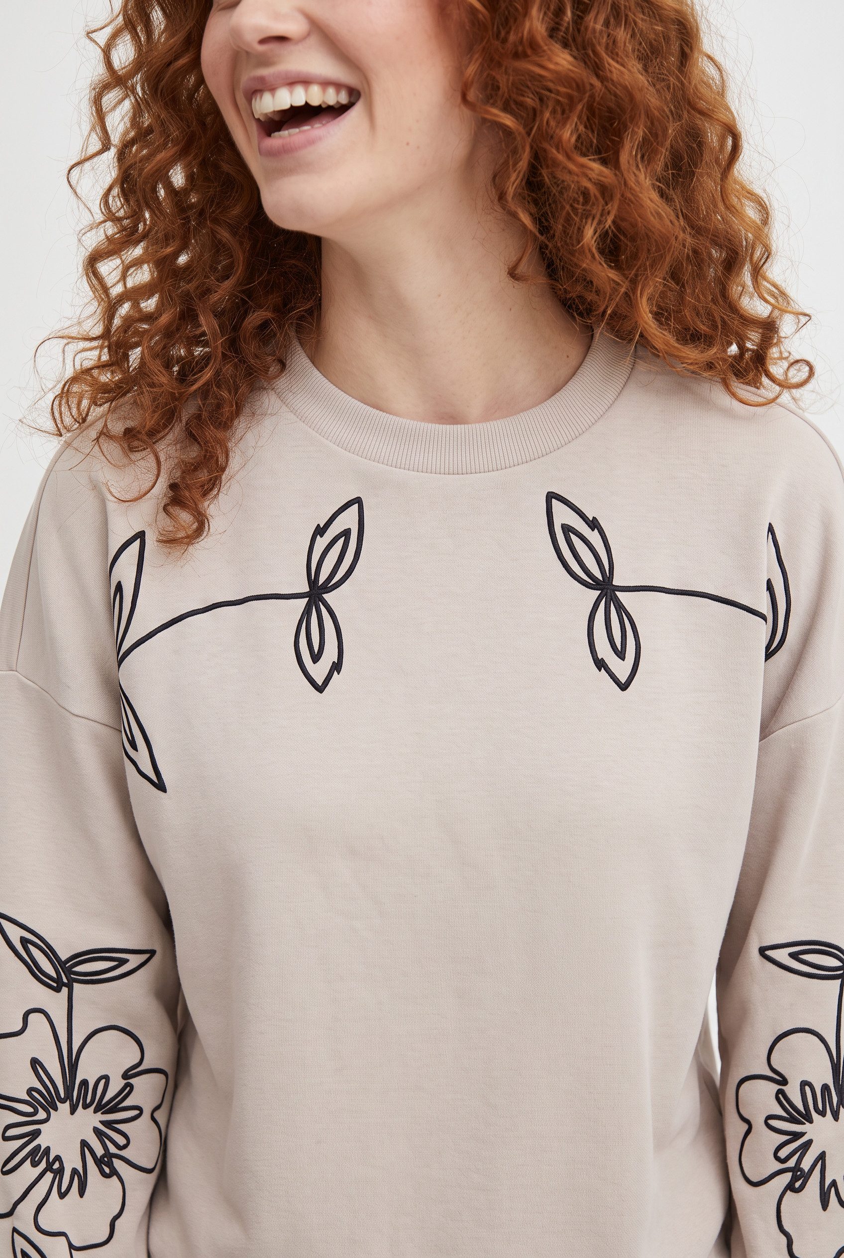 ONLY Sweatshirt ONLBROOKE L/S O-NECK FLOWER SWT Baumwollmischung, regular fit – Bild 3 von 5