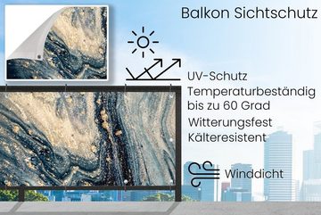 MuchoWow Balkonsichtschutz Marmor - Farbe - Glitter - Gold (1-St) Balkonbanner, Sichtschutz für den Balkon, Robustes und wetterfest
