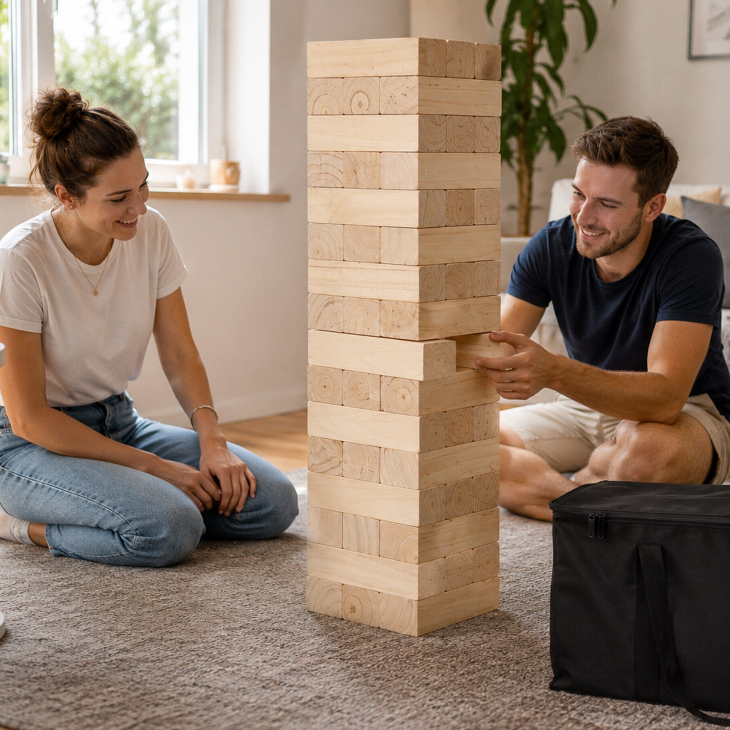 relaxdays Stapelspielzeug XXL Wackelturm Holz