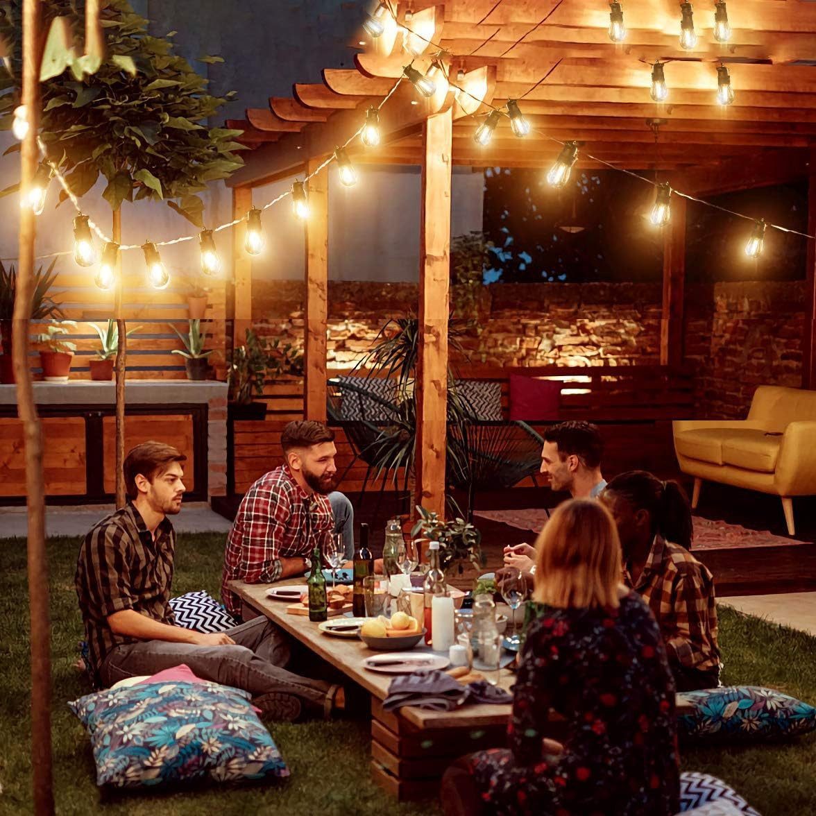 Quntis Lichterkette outdoor strom 16/31m led lichterkette für außen erweiterbare, lichtkette terasse Balkonlampen Gartenlampen biergarten lichterketten