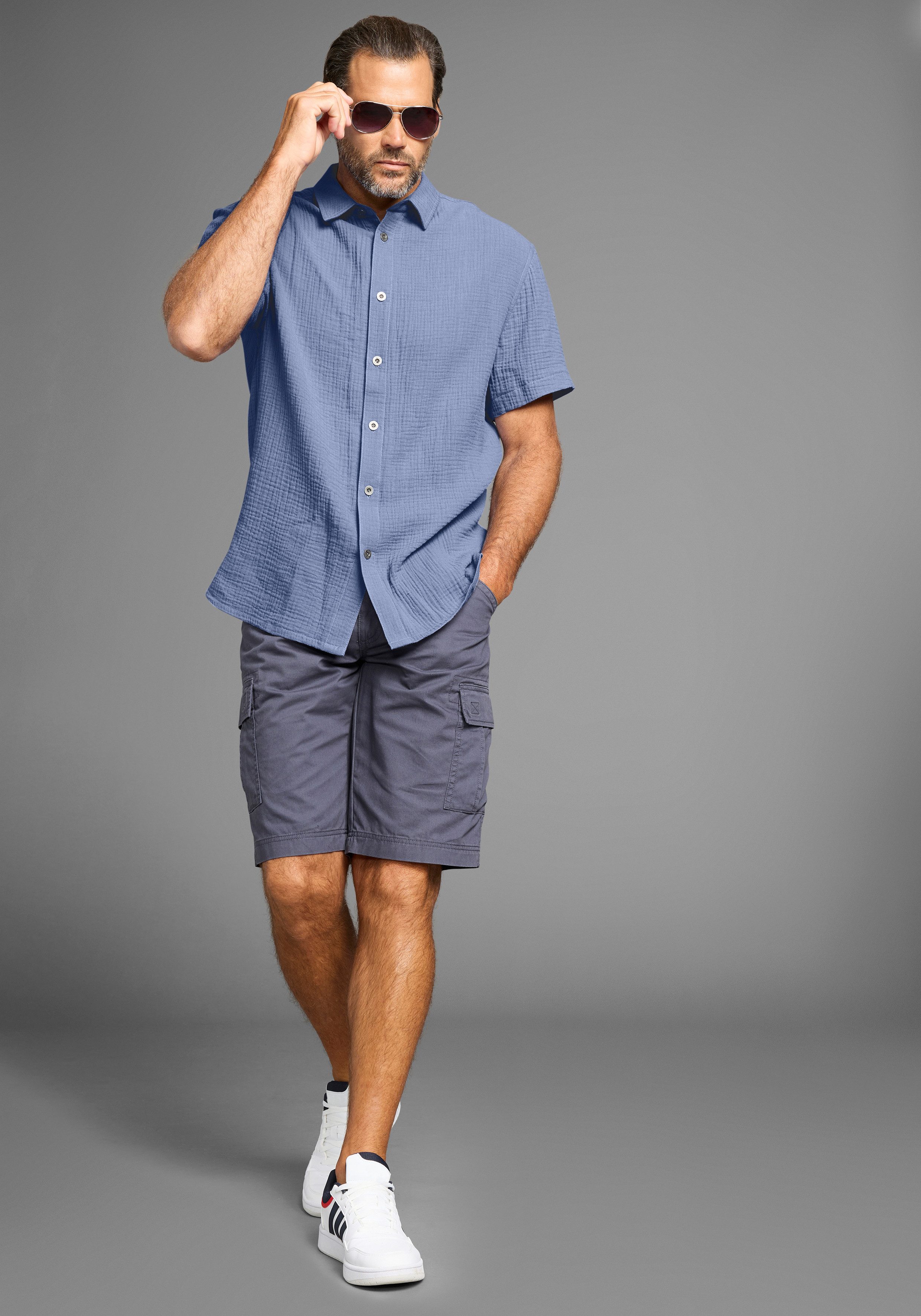 Man's World Kurzarmhemd in Musseline Qualität günstig online kaufen