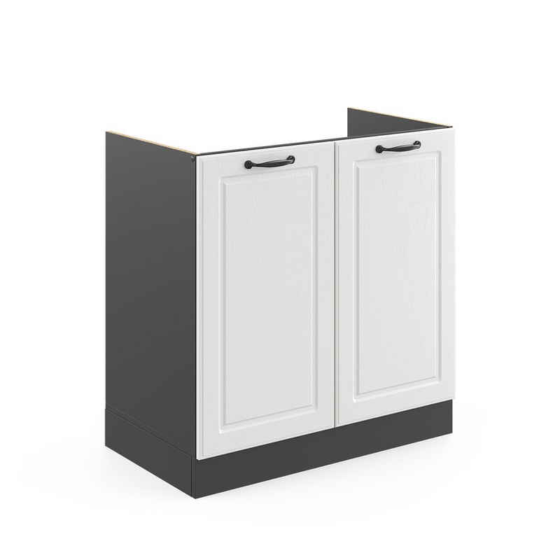 Vicco Spülenunterschrank Küchenunterschrank R-Line 80 cm Anthrazit Weiß Landhaus