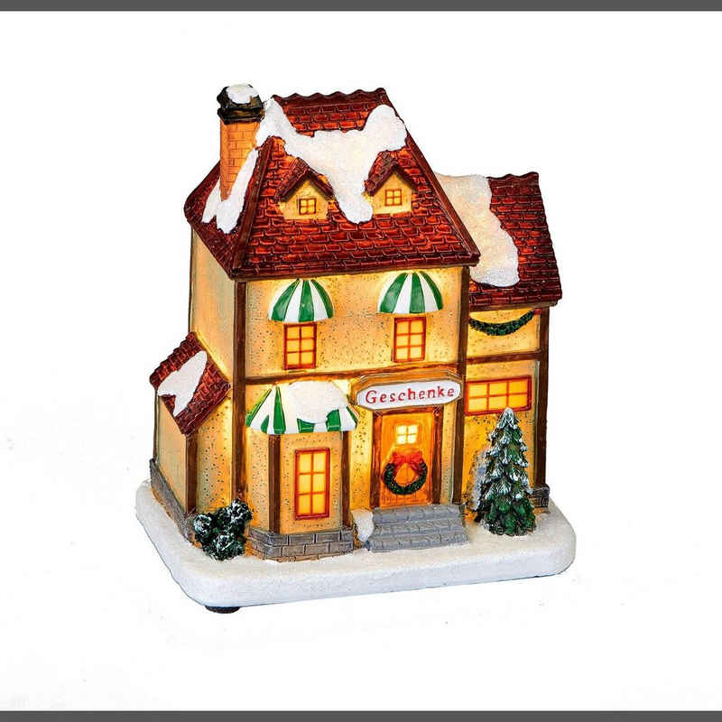 formano Weihnachtsfigur Weihnachtshäuschen Geschenkehaus (1 St., 1 Dekohaus mit Musik und Innenbeleuchtung), Winterdekoration