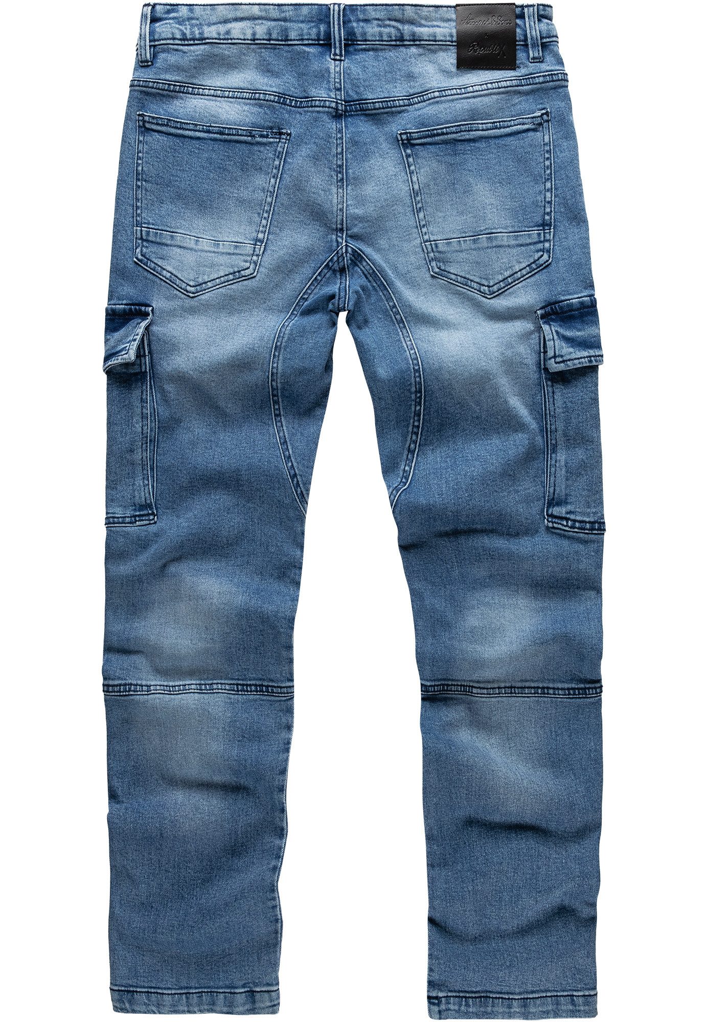 Amaci&Sons Straight-Jeans CARY Jeans Regular Slim Herren Regular Fit Cargo Denim Jeans Hose