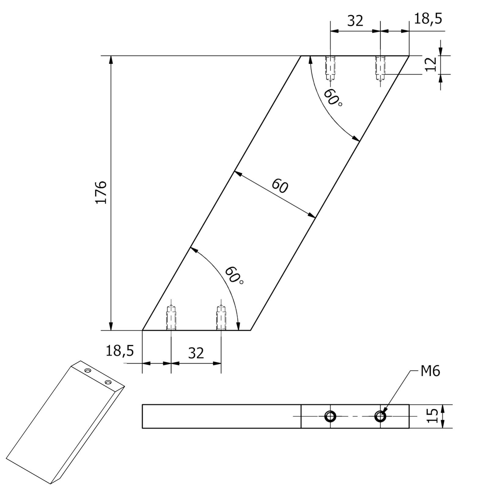 SO-TECH® Tischaufsatz Barkonsole COUNTER Aluminium massiv Höhe 178 mm, (1-St), schräg 60°, schwarz eloxiert – Bild 4 von 5