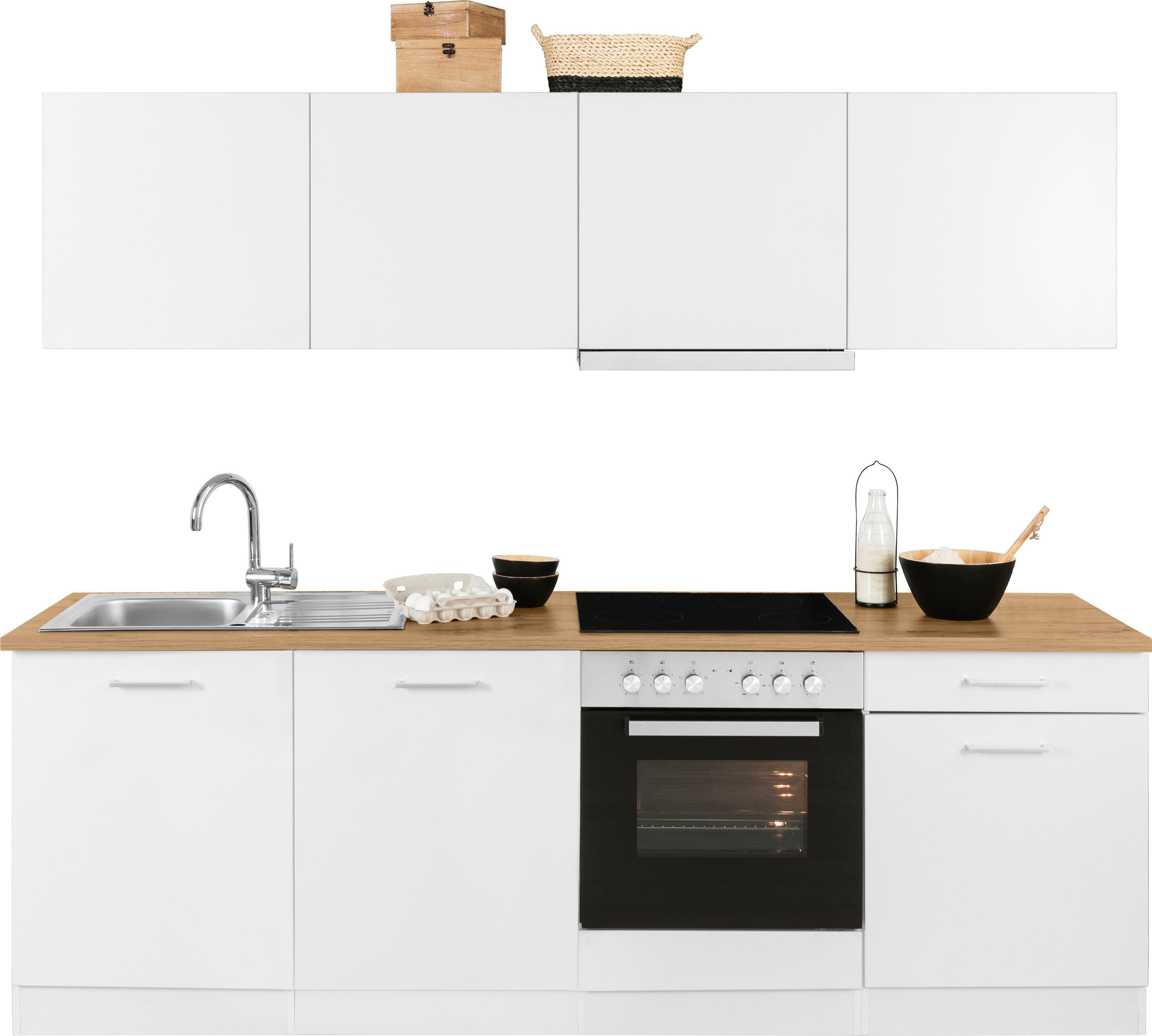 KOCHSTATION Küchenzeile KS-Kehl, mit E-Geräten, Breite 240 cm