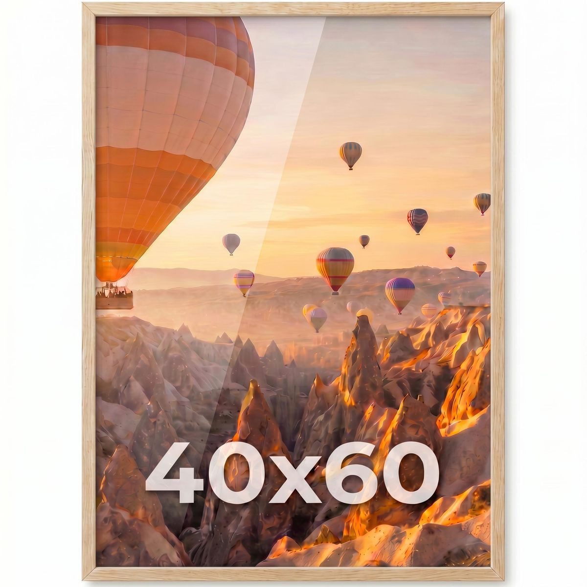PHOTOLINI Bilderrahmen modern mit bruchsicherem Acrylglas, Holz MDF für Fotos & Poster, für 1 Bilder (1 Einzelrahmen), Posterrahmen 40x60 cm zum Aufhängen