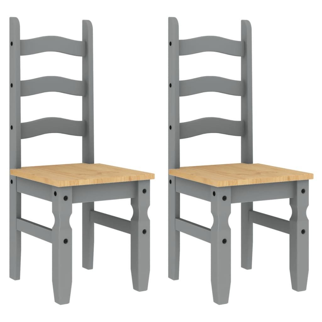 vidaXL Esszimmerstuhl Essstühle 2 Stk. Corona Grau 42x47x107 cm Massivholz Kiefer (1 St)