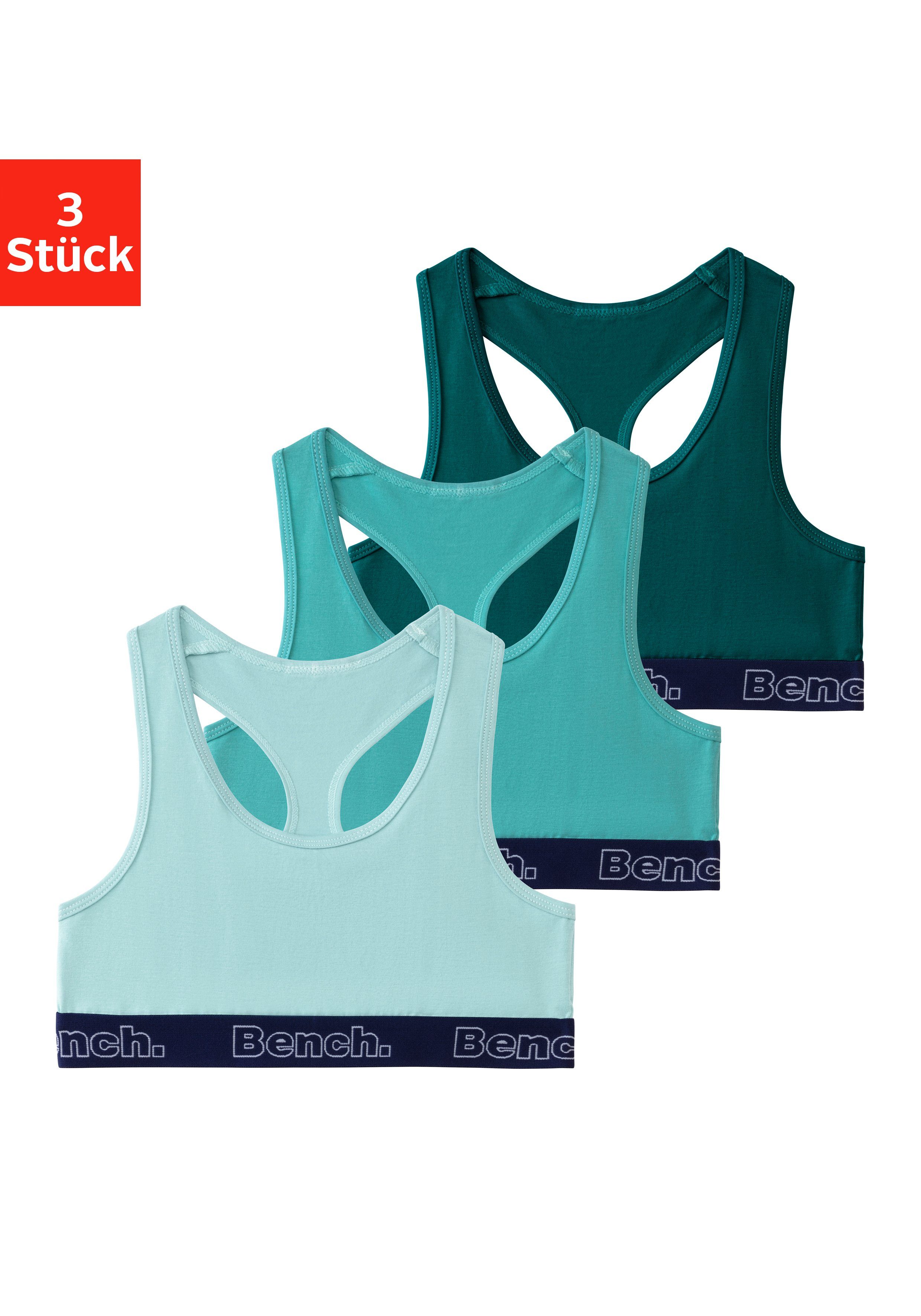 Bench. Bustier (Packung, 3-tlg) mit Bündchen / dunkeltürkis grün helltürkis Racerback / und kontrastfarbigem