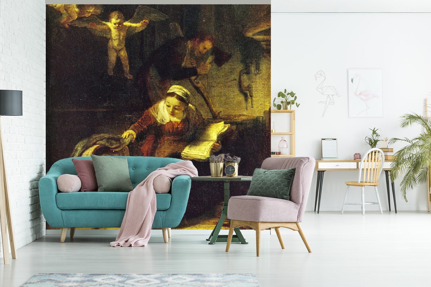 Wiege Wohnzimmer Wandtapete Rijn, für oder bedruckt, Gemälde Rembrandt Matt, van Fototapete MuchoWow (5 - Schlafzimmer, St), der Die Weide von Vinyl Tapete