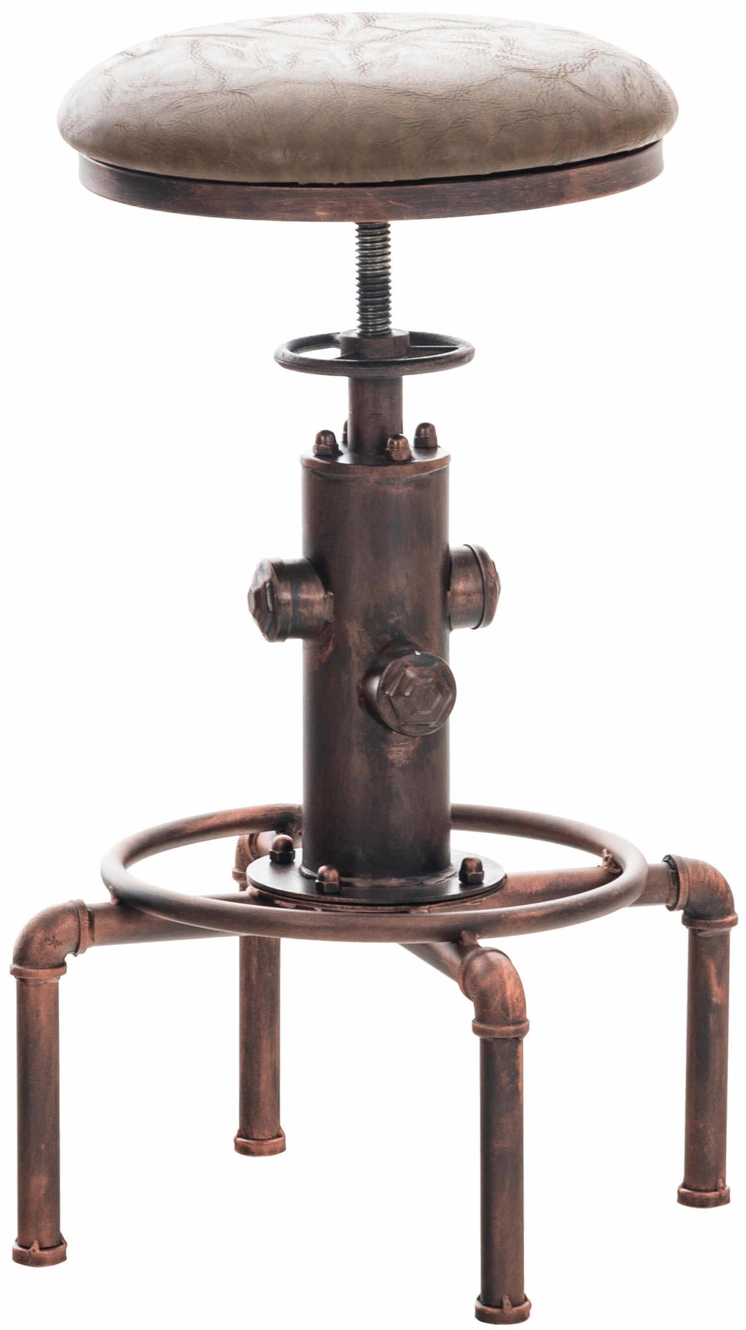 TPFLiving Barhocker Lumos Vintage (mit Fußstütze - Hocker für Theke & Küche - Tresenhocker), 4-Fuß Gestell Holz Bronze - Sitzfläche: Kunstleder Braun