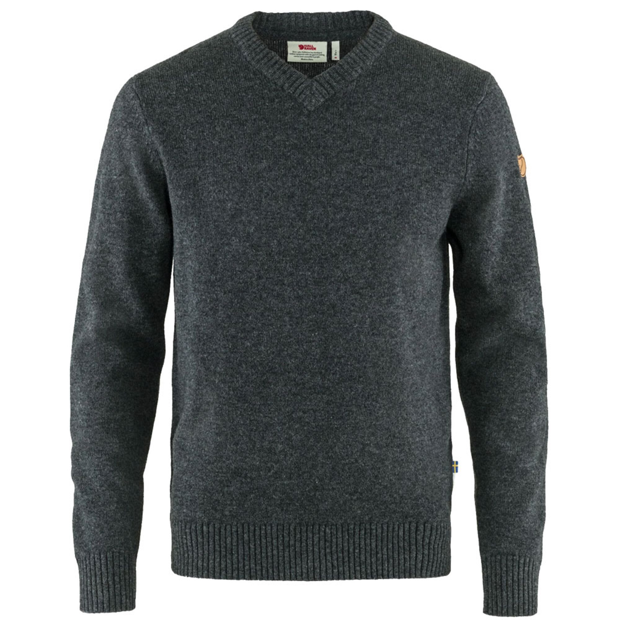 Trekkingrucksack Fjällräven Övik V-neck Sweater M, 030 Dark Grey, Gr. S