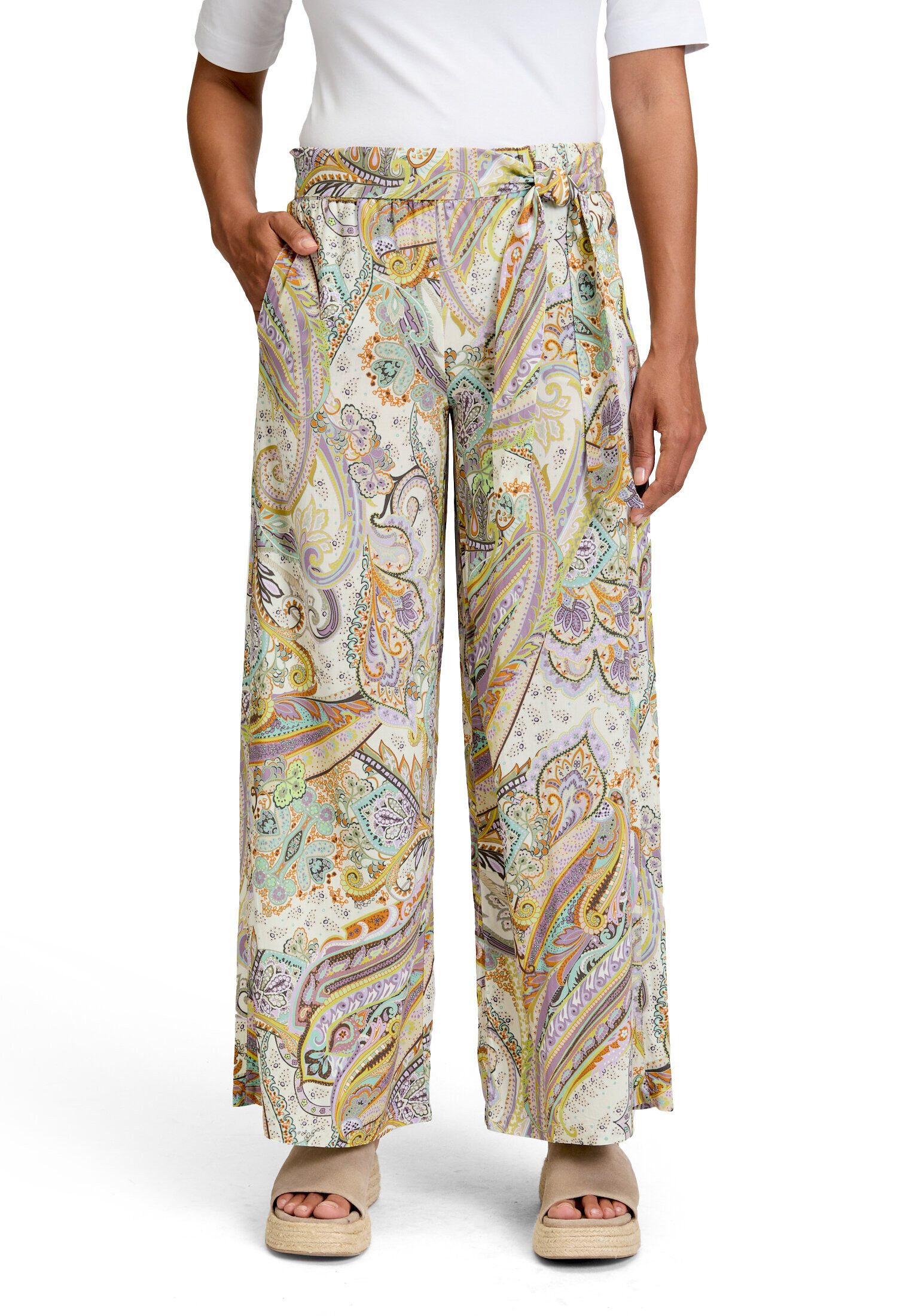Cartoon Palazzohose Damen mit Gummizug Bindeband