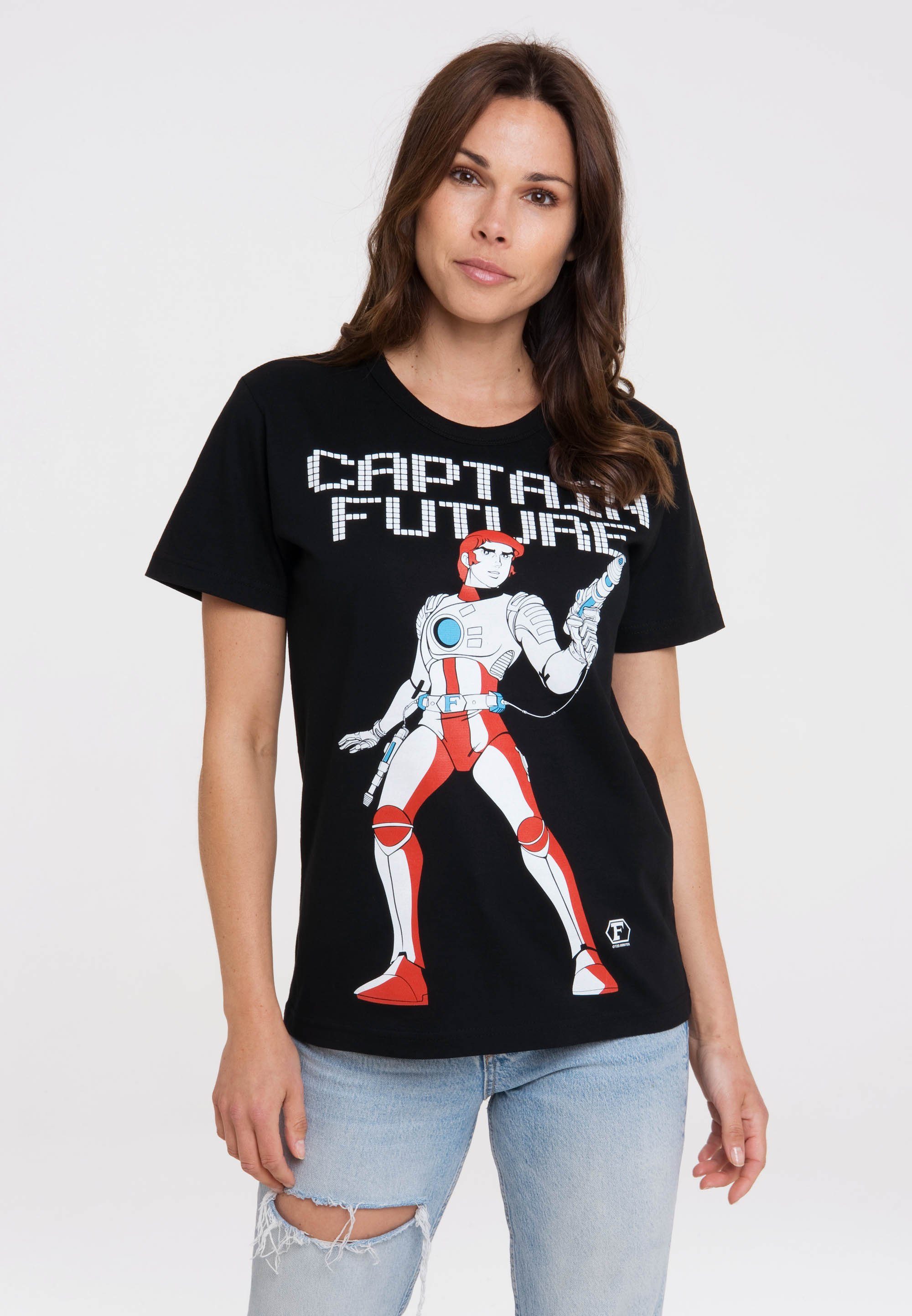 LOGOSHIRT T-Shirt Captain Future Frontprint mit coolem
