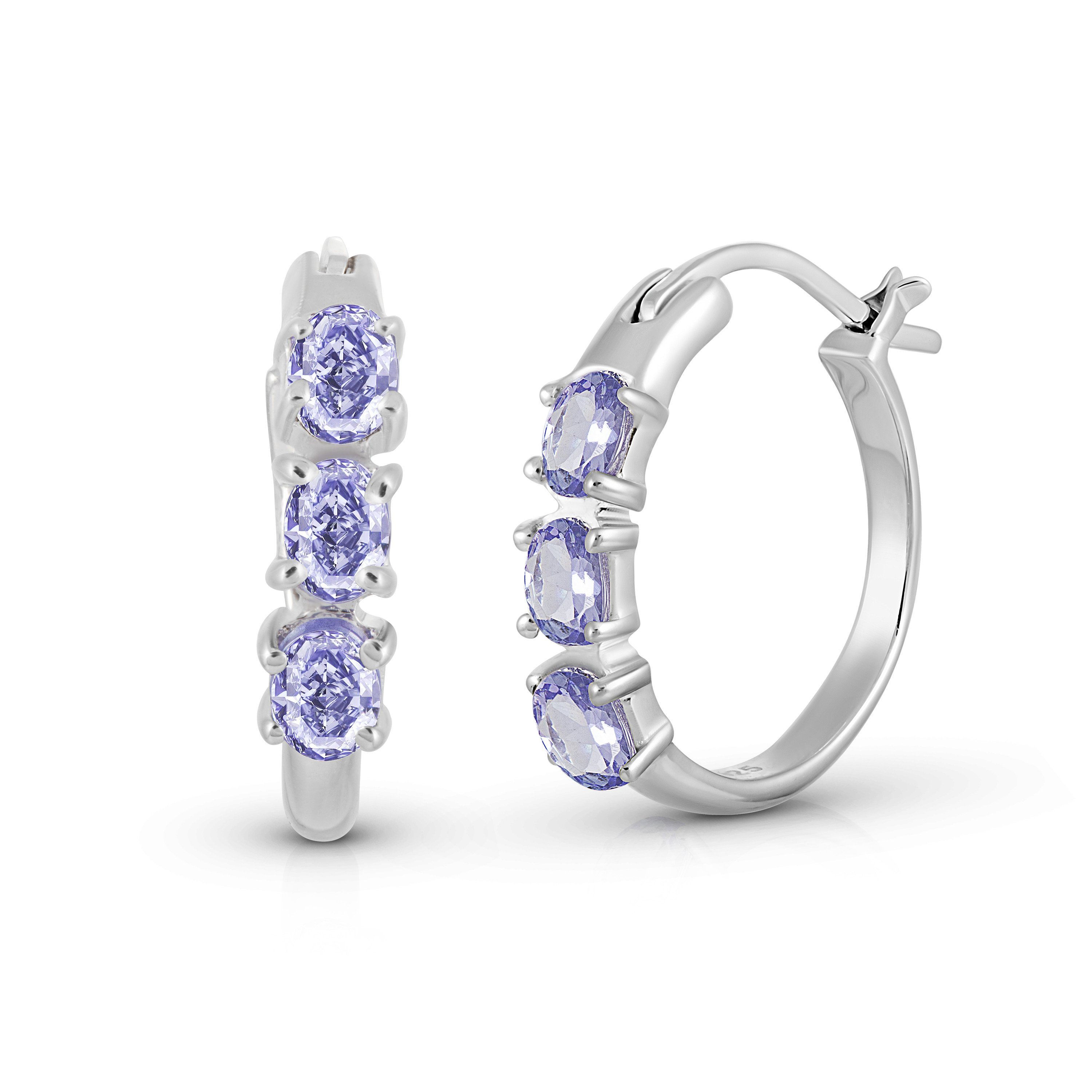 Vira Jewels Paar Creolen Silber 925 rhodiniert mit 6 natürlichen violetten günstig online kaufen
