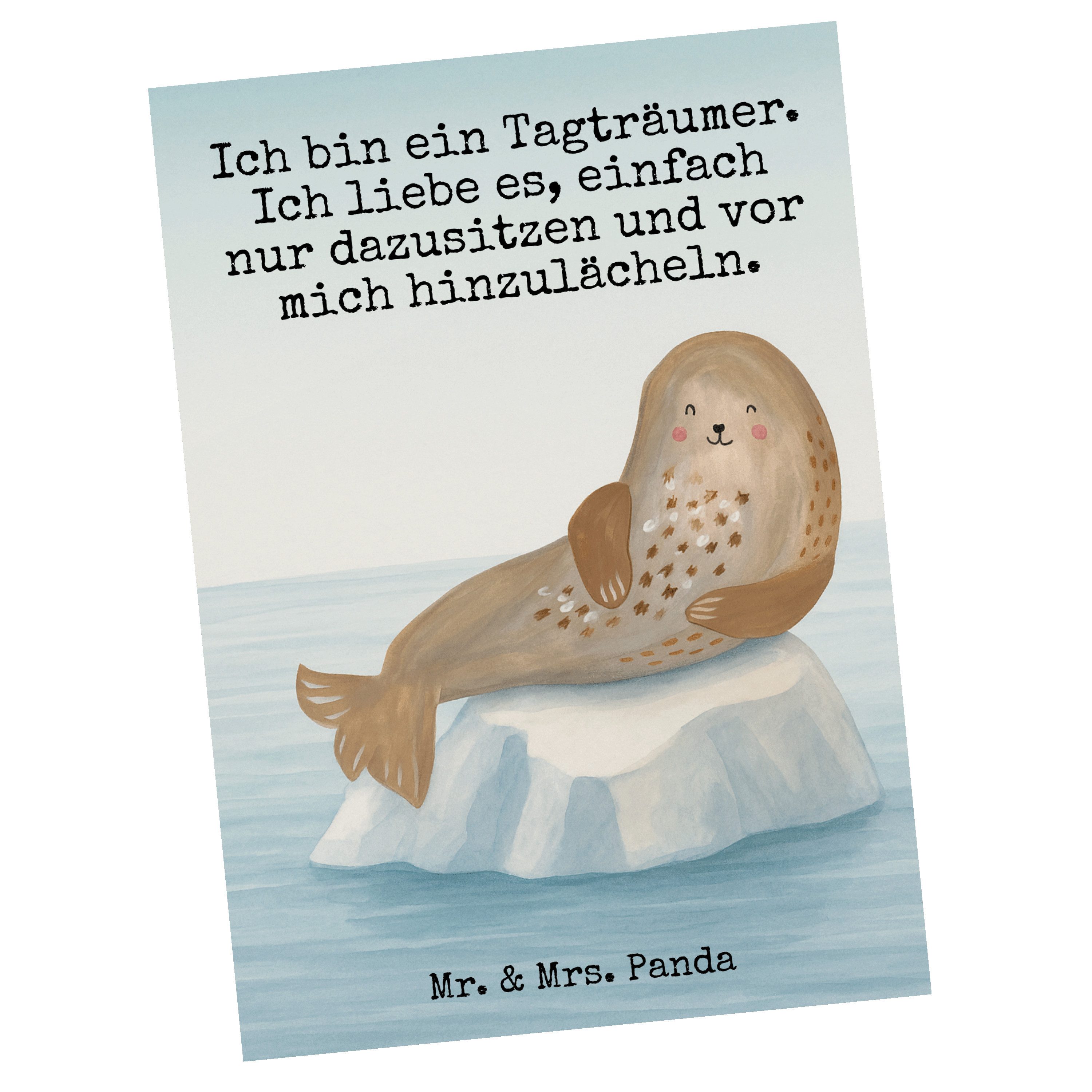 Mr. & Mrs. Panda Postkarte Robbe Lachen Design, Postkarte, Weiß, Ostsee, Postkarte, Ansichtskart, bildkarte Robbe spruchkarte