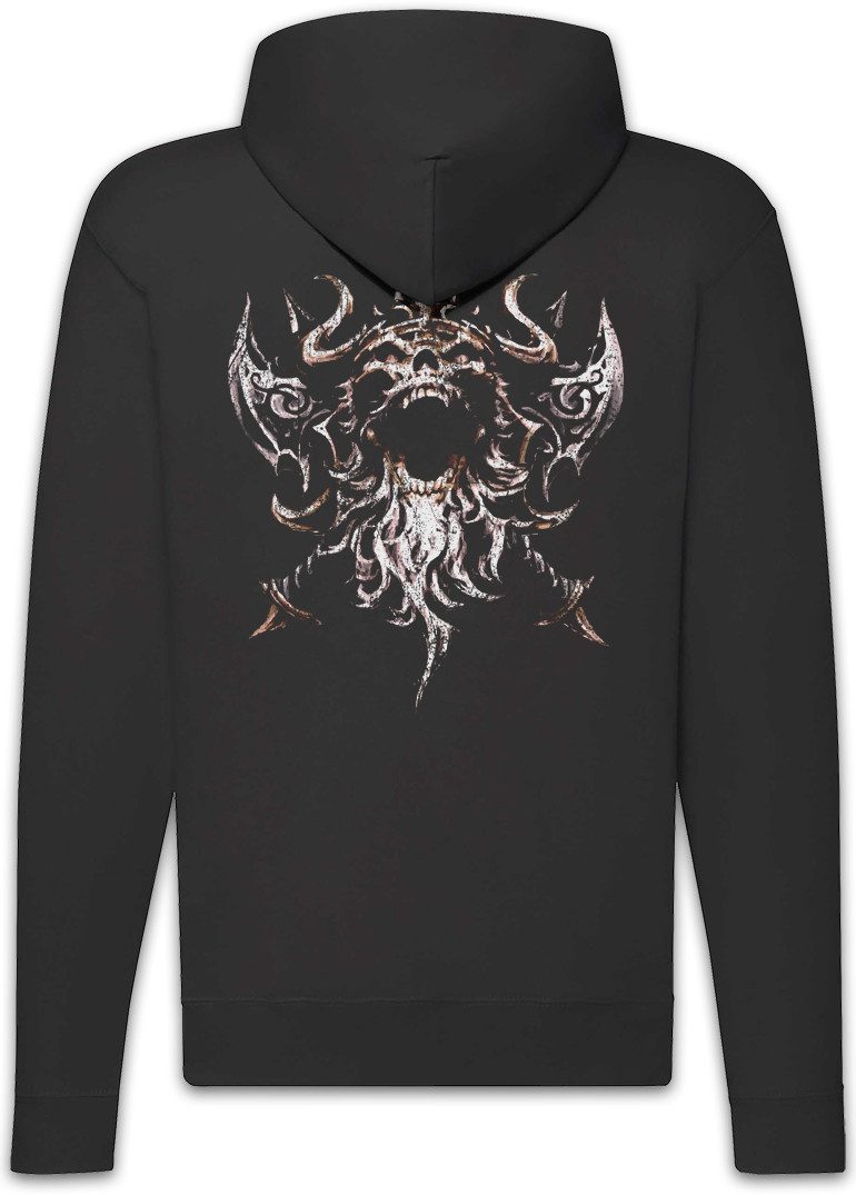 Urban Backwoods Sweatjacke Viking Skull V Zipper Hoodie Runen Walhalla Odin Thor Norse Vikings (1-tlg) Norsemen Hugin Tyr Munin