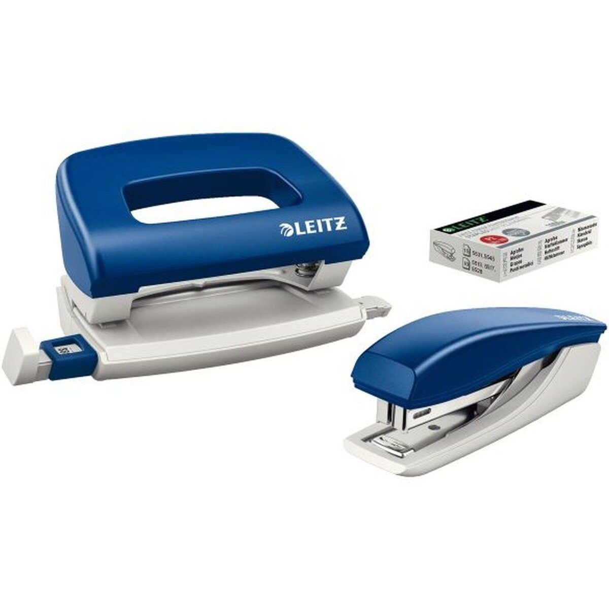 LEITZ Tischaufsatz Schreibtisch-Set Heftgerät+Locher blau – Bild 2 von 2