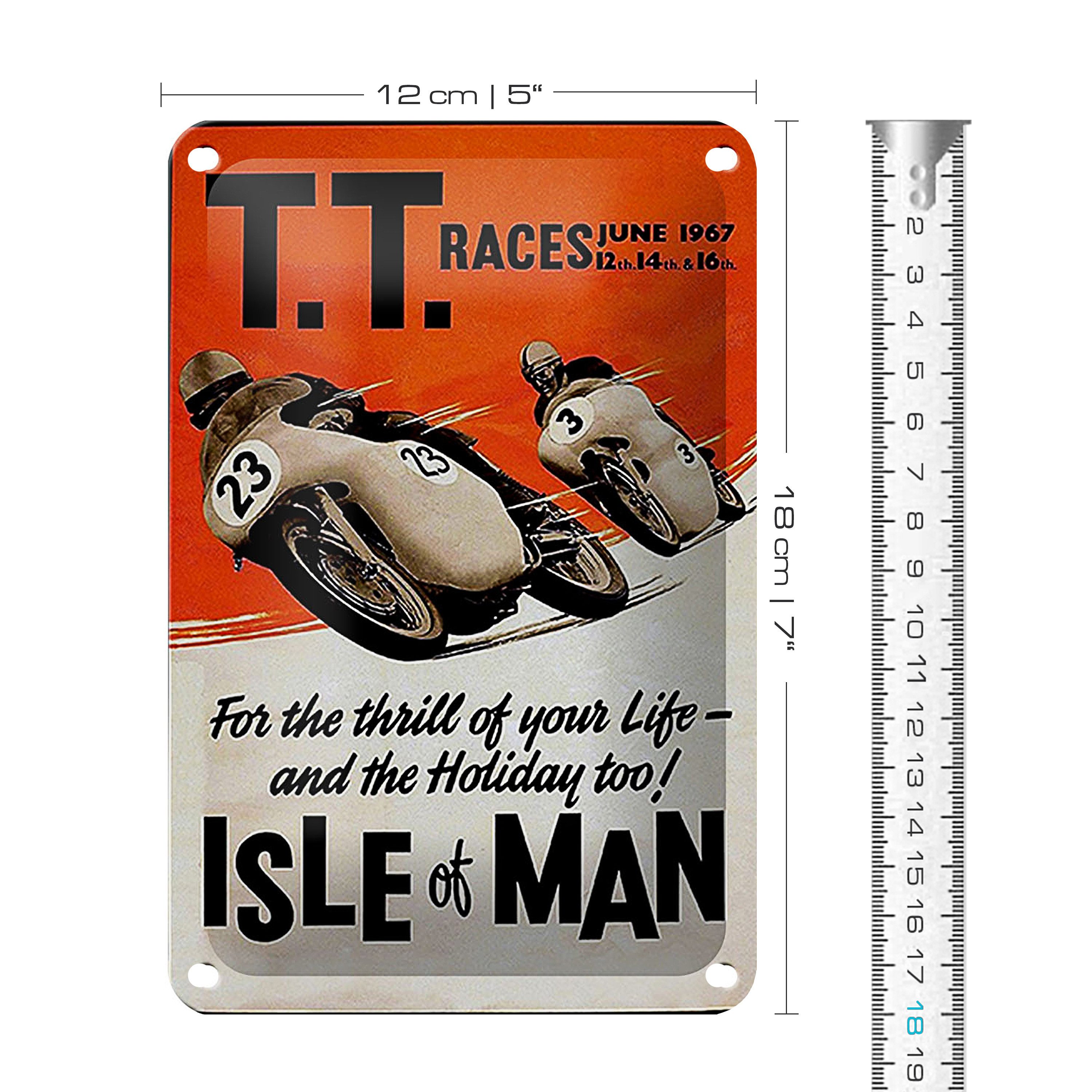 Roomando Metallschild Spruch 12x18cm Motorrad TT Races Isle of Man