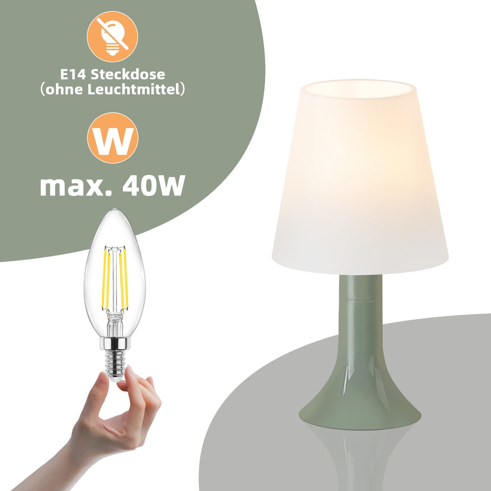 Nettlife Nachttischlampe 2er Set Tischlampe schlafzimmer mit Kabel Kleine E günstig online kaufen