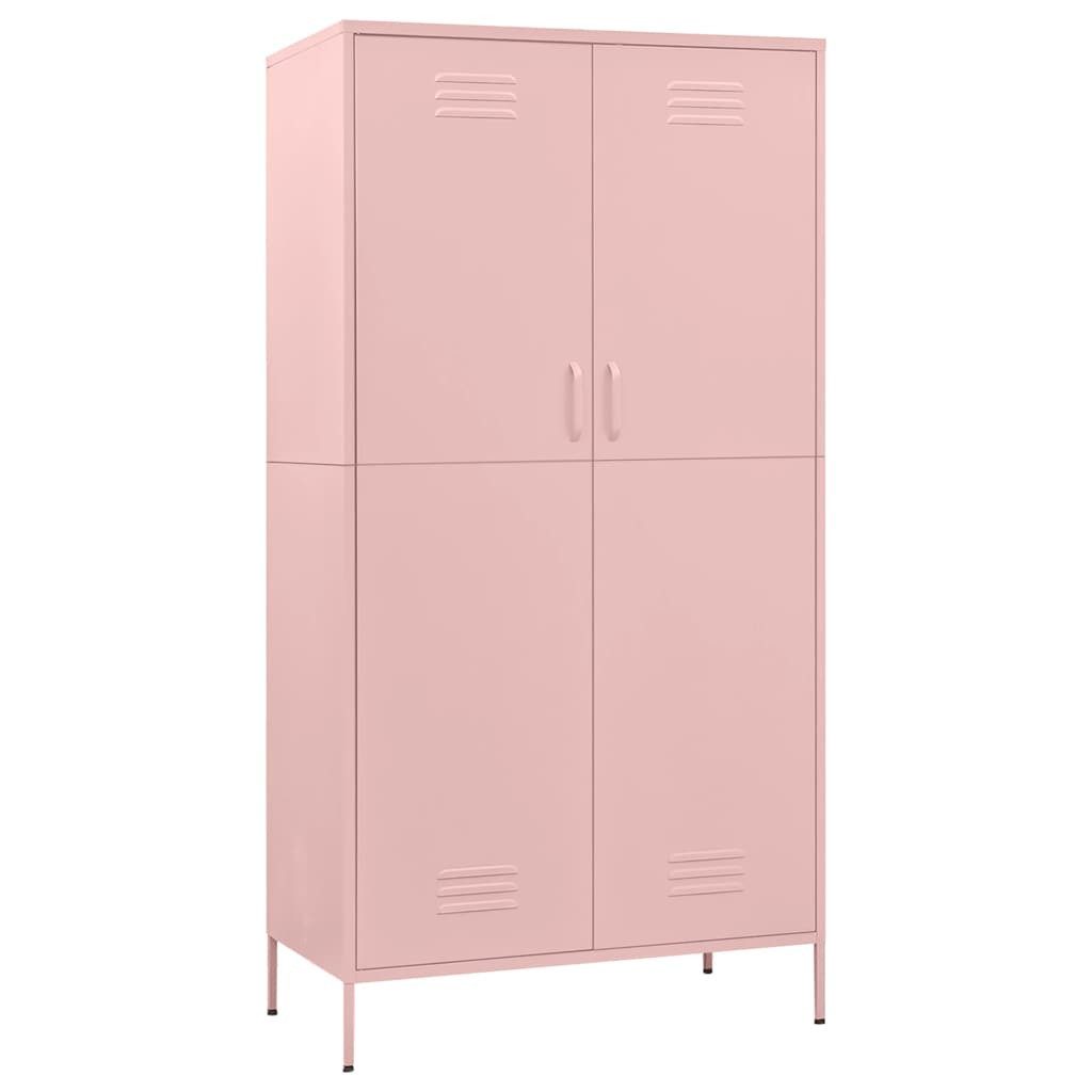 furnicato Kleiderschrank Rosa Stahl 90 x 50 x 180 cm mit 4 Regalfächern (1-St)