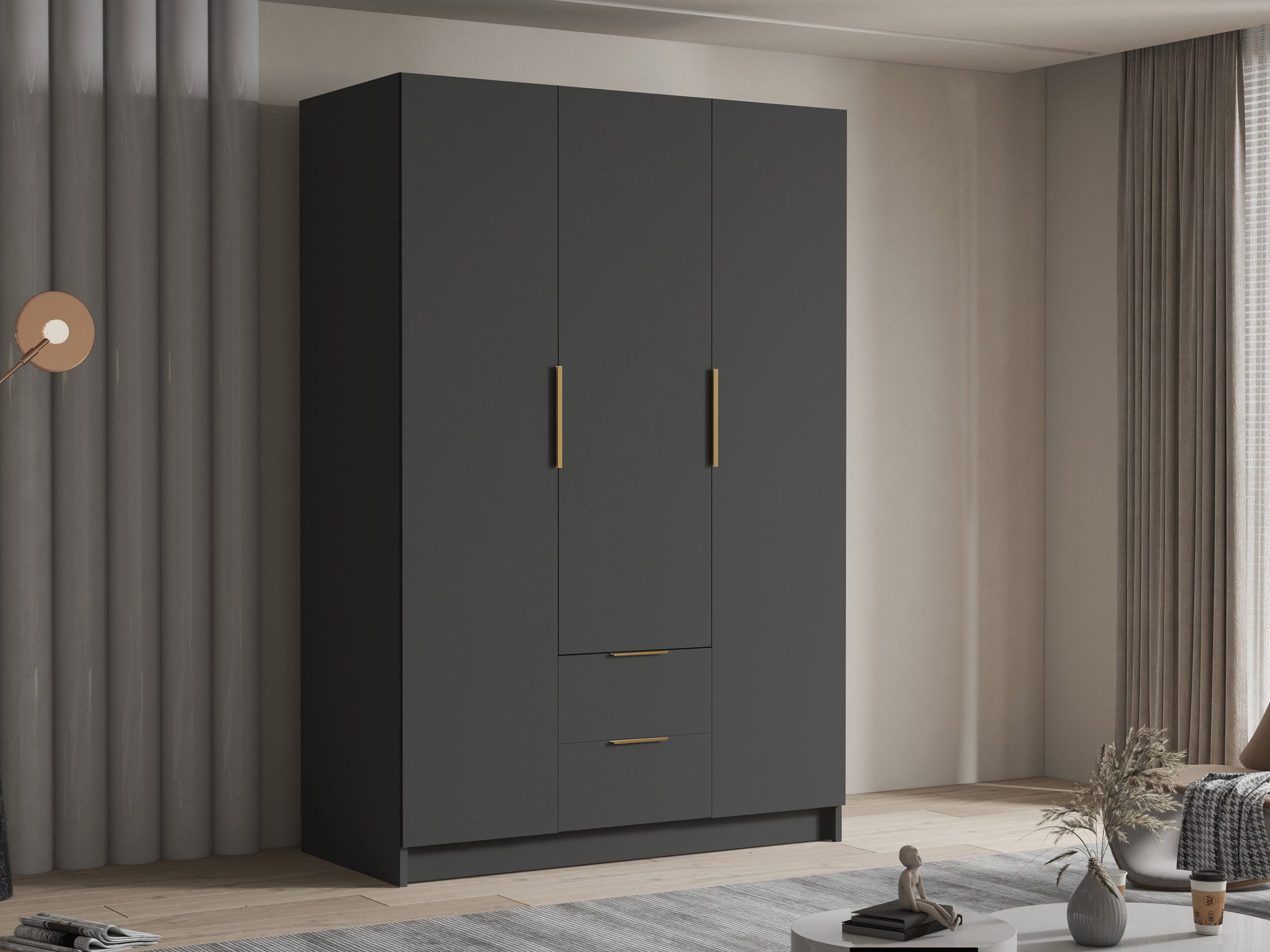 MIRJAN24 Kleiderschrank Calwi I (mit drei Drehtüren und zwei Schubladen) Kl günstig online kaufen