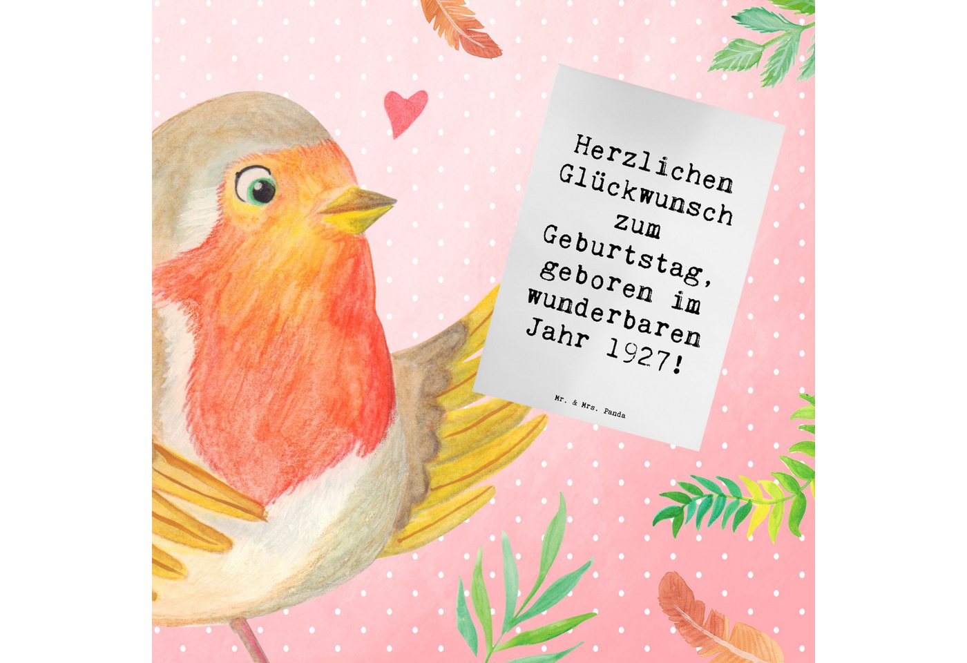 Thumbnail - Mr. & Mrs. Panda Grußkarte Spruch 1927 Geburtstag - Weiß - Geschenk, Herzlichen Glückwunsch zum