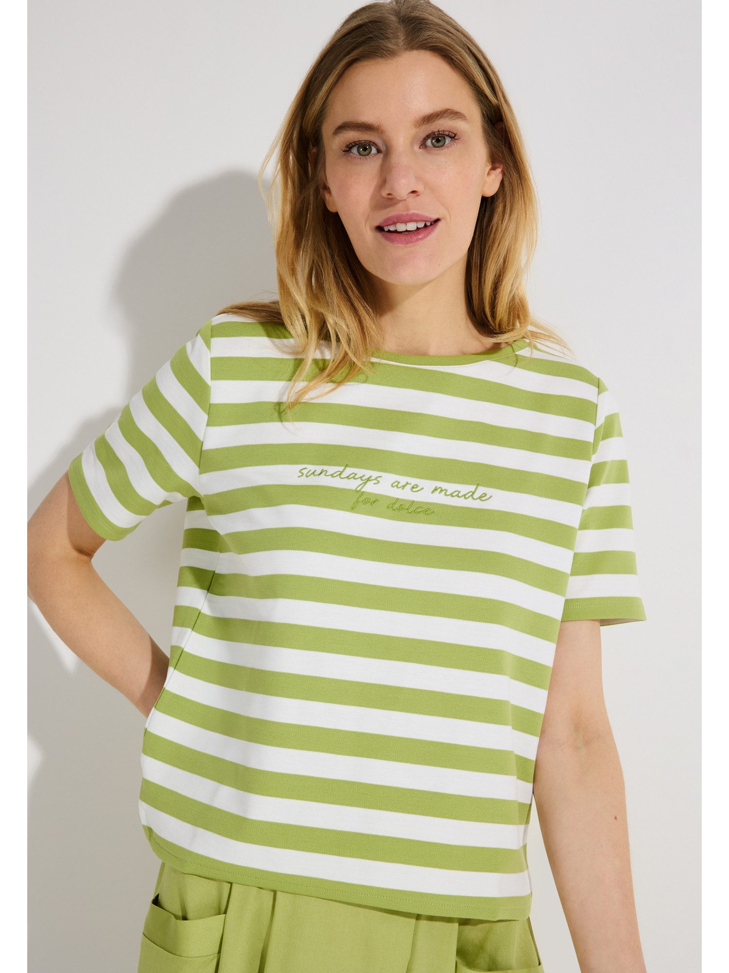 MORE&MORE Kurzarmshirt sportives Kurzarmshirt, gestreift günstig online kaufen