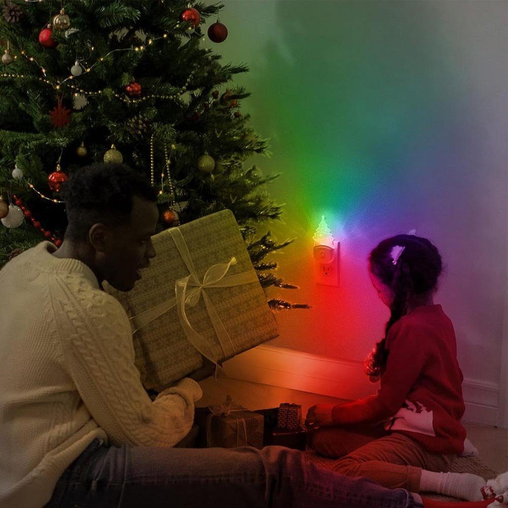 Weihnachtsbaum Acryl, Kinder&Alte RGB LED Fest LED Plug-in MUPOO Dämmerungssensor, LED Steckdosenleuchte Integriert LED-Nachtlicht Nachttischlampe für Leute Weihnachtsgeschenk