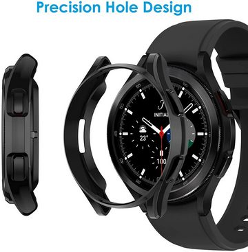 MSM Smartwatch-Hülle Hülle für Samsung Galaxy Watch 4 Classic 42mm / 46mm Schutzglas (2 Schutzglas) Full Panzerfolie 9H