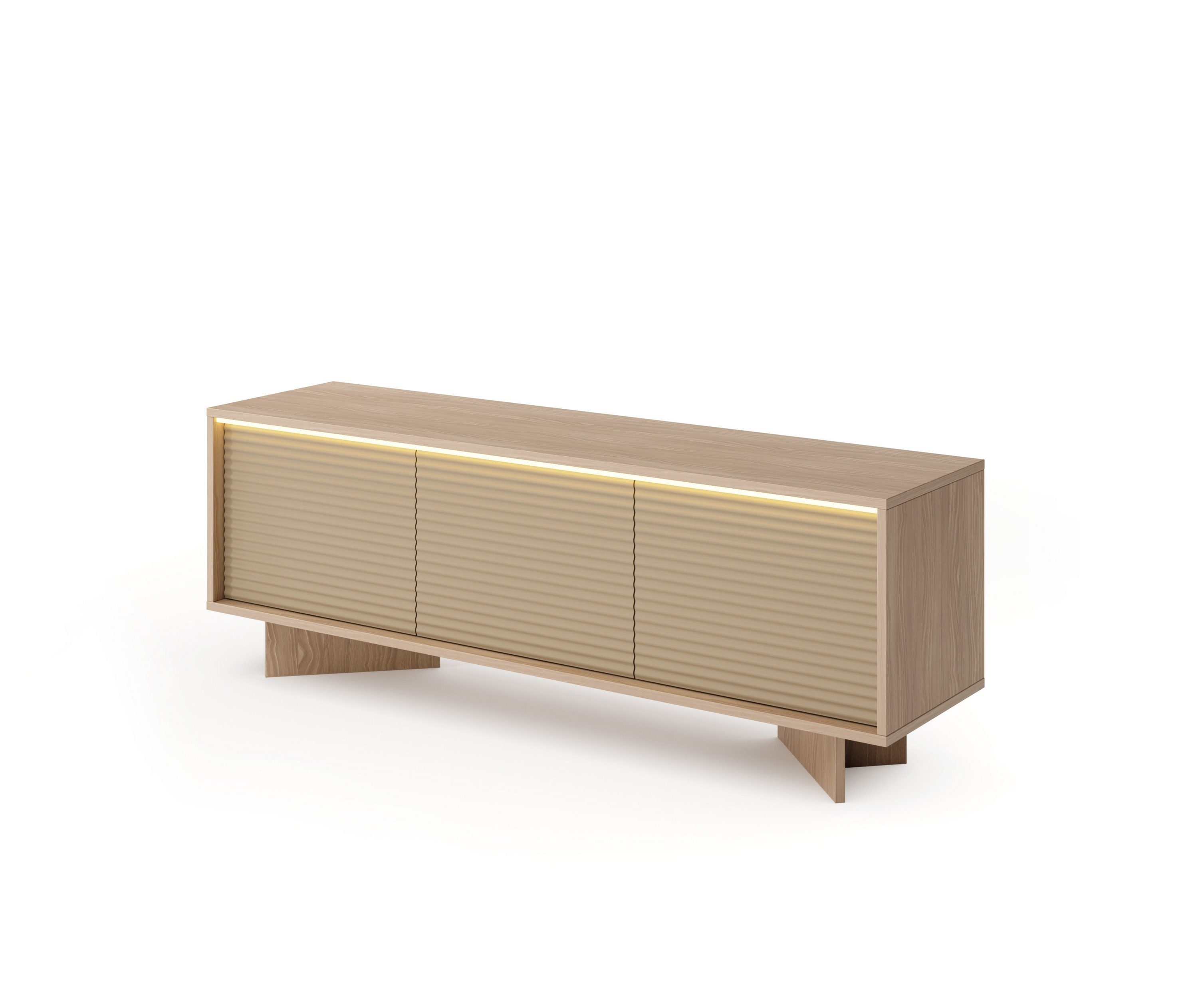 Masseno Lowboard RIGATO 153,9 cm TV-Schrank mit 3 Türen Beige
