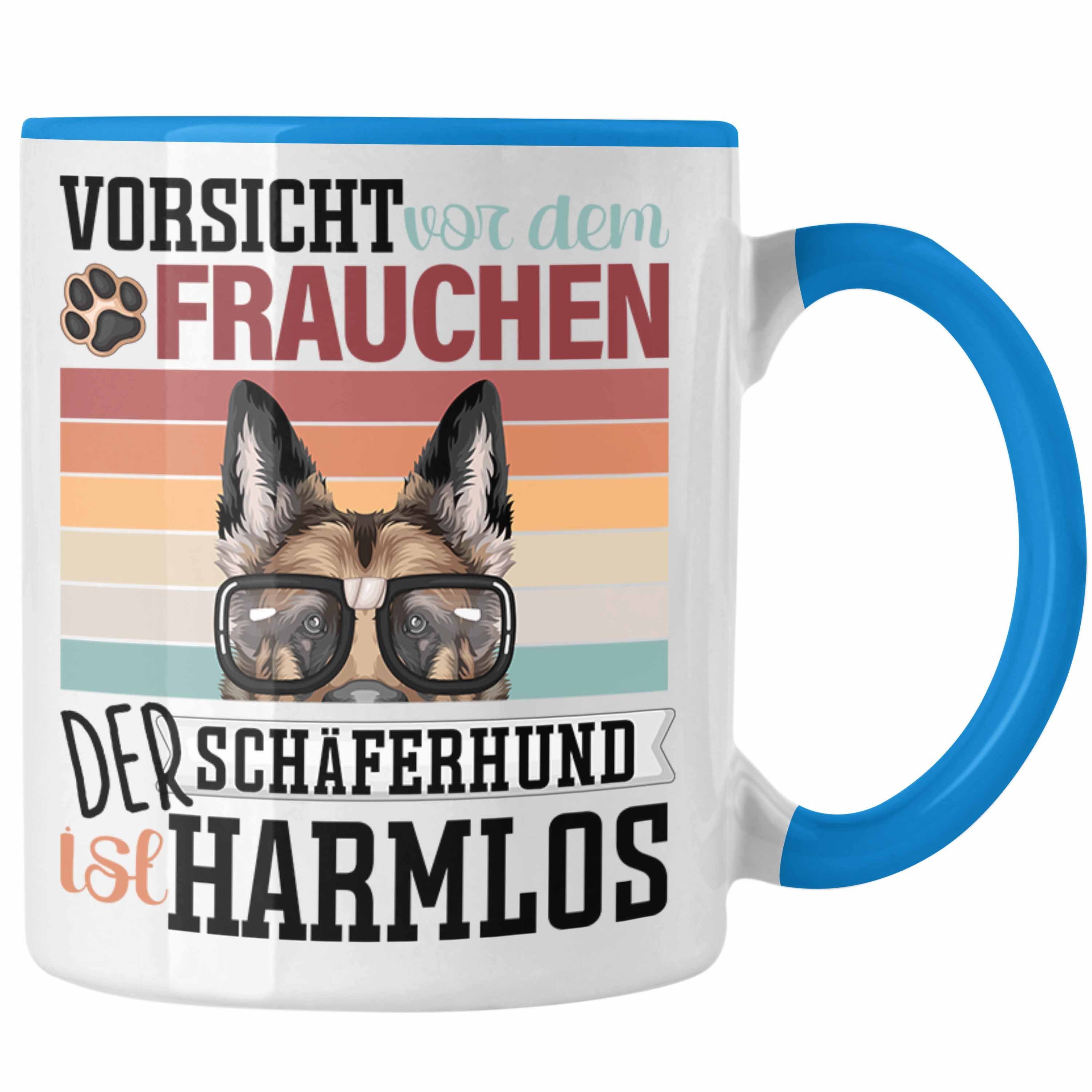 Trendation Tasse Lustiger Besitzerin Spruch Tasse Geschenk Frauchen Blau Geschen Schäferhund