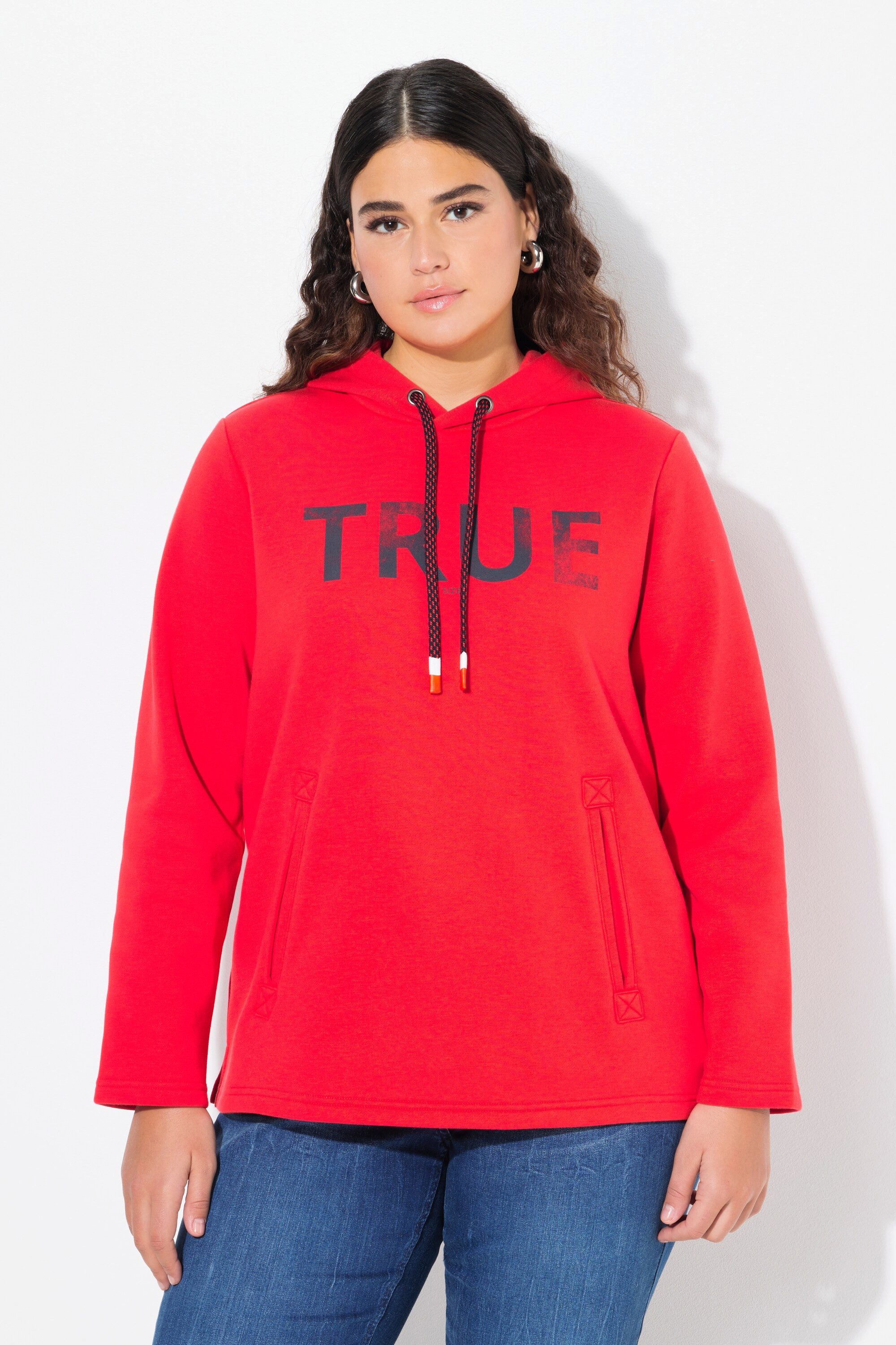 Ulla Popken Sweatshirt Hoodie True Kapuze Kordel Taschen Langarm günstig online kaufen