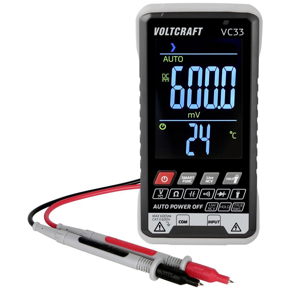 VOLTCRAFT Spannungsprüfer VOLTCRAFT VC33 Hand-Multimeter kalibriert (ISO) digital Anzeige (Cou, (VC33)