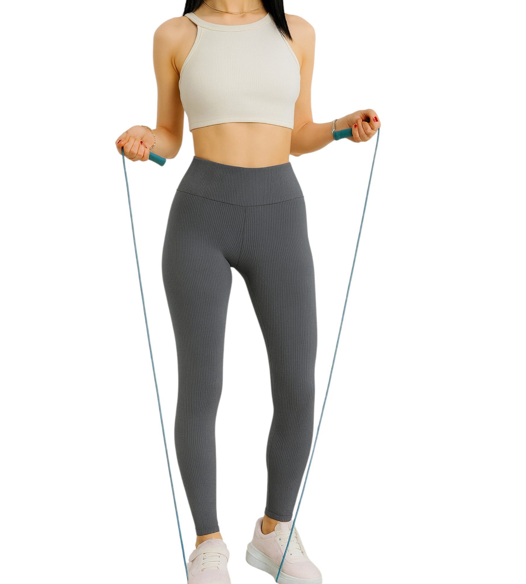 fashionshowcase Leggings Damen Sport-Tights mit Shaping-Effekt und engem hohem Bund eng geschnitten für Shaping-Effekt