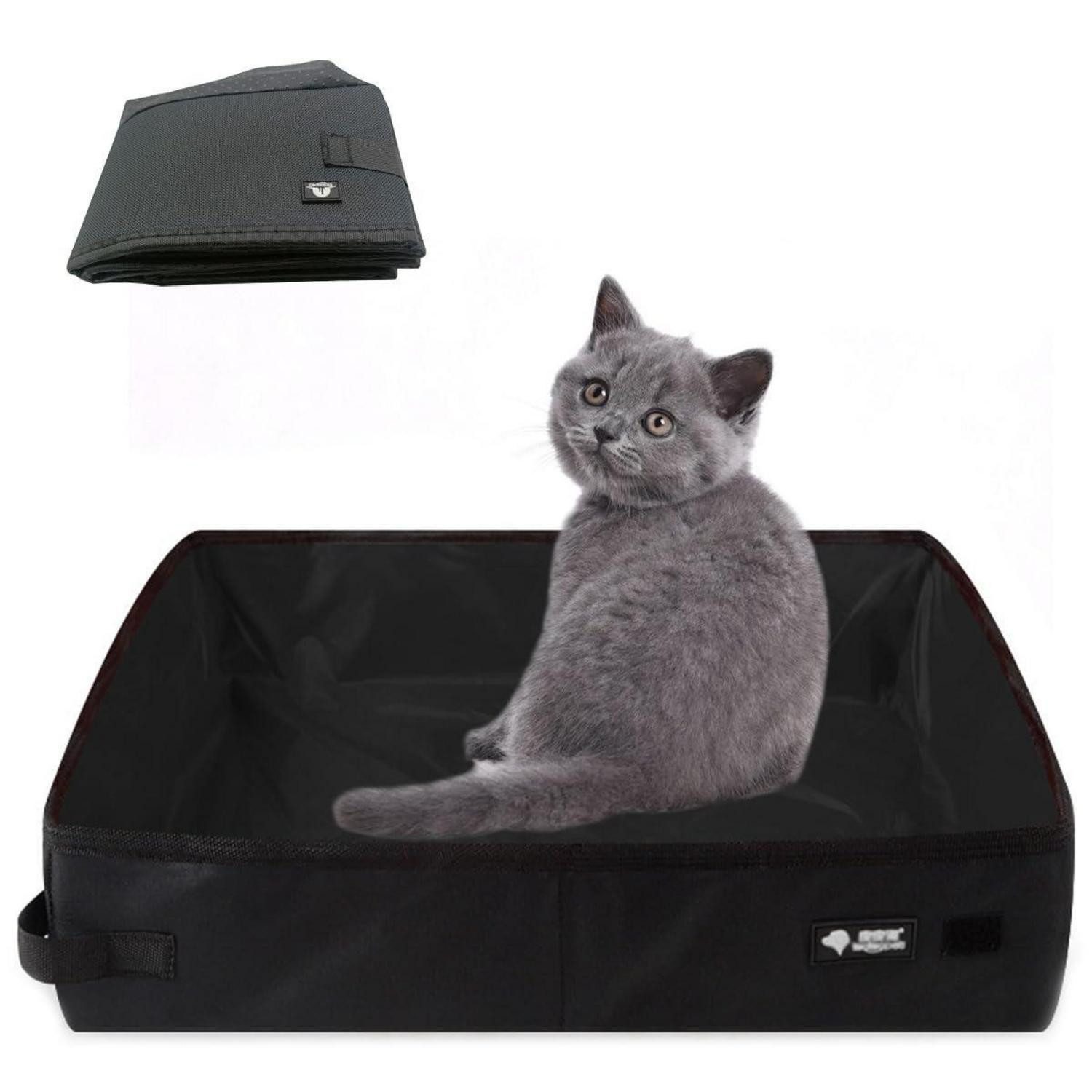 LuxusKollektion Katzentoilette Reise Katzenklo Faltbar XL Schwarz