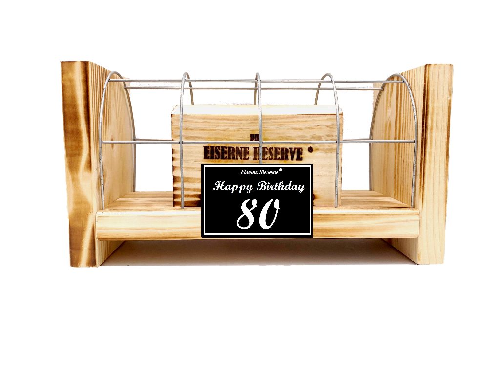 Eiserne Reserve® Geschenkbox 80 Happy Birthday - Eiserne Reserve Gitterbox Geldgeschenk 80. Geburts