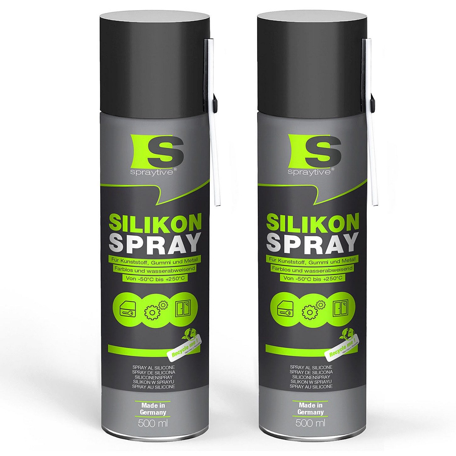 Spraytive Silikonöl 2x 500ml Silikonspray – farbloses Schmiermittel & Gleitmittelspray, Made in Germany