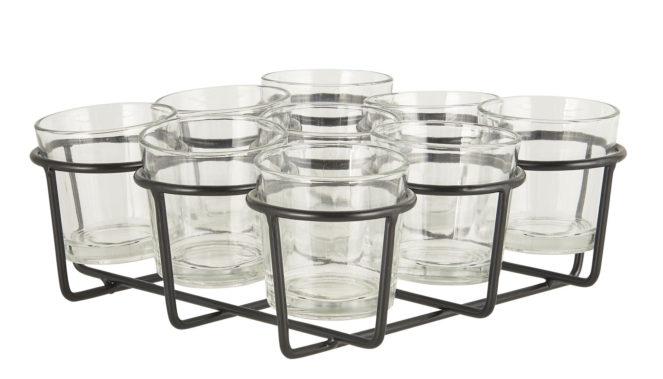 Ib Laursen Gläser-Set Halter mit 9 Gläser Schnapsgläser Dessertgläser  Teelicht Glas Ib, Glas, Metall
